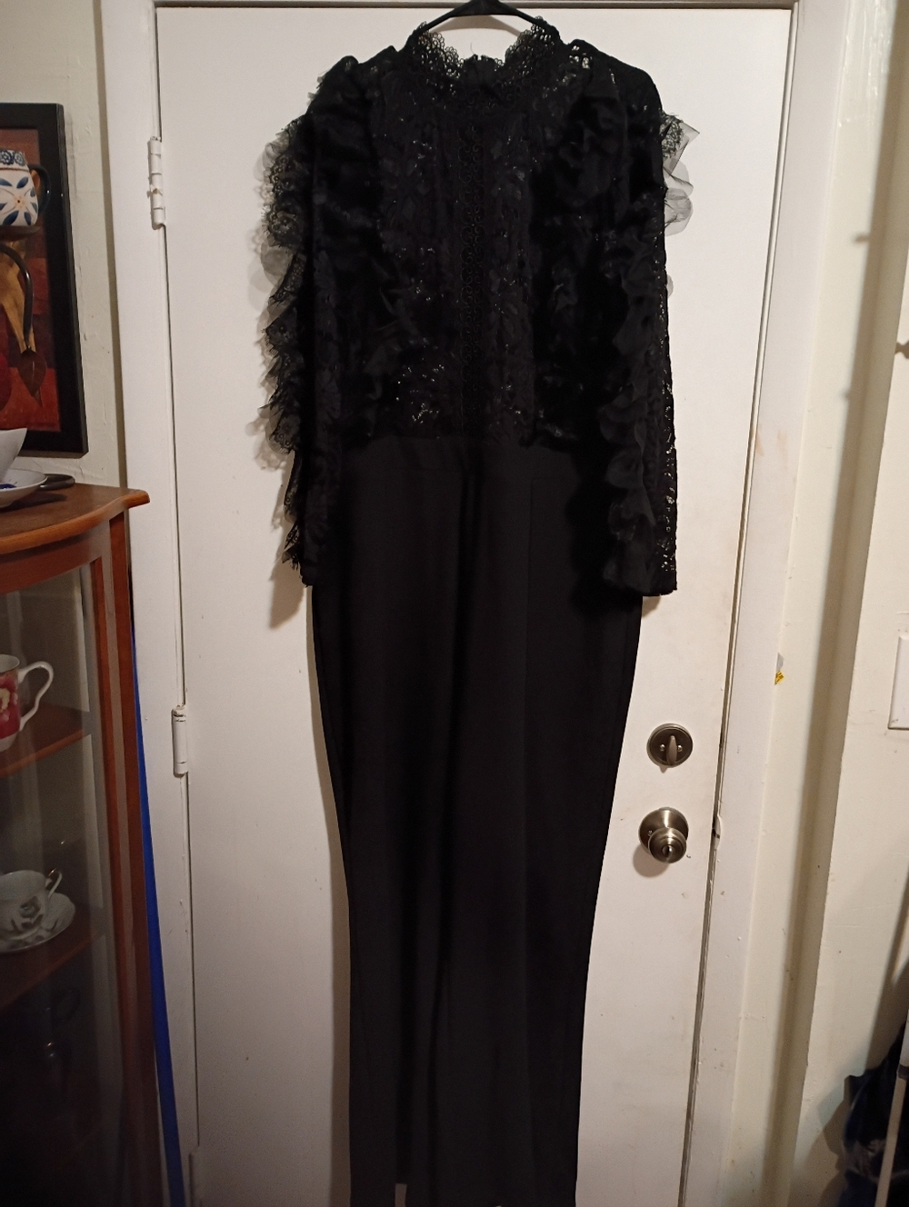 Elegant Black Lace And Cotton Jumpsuit
